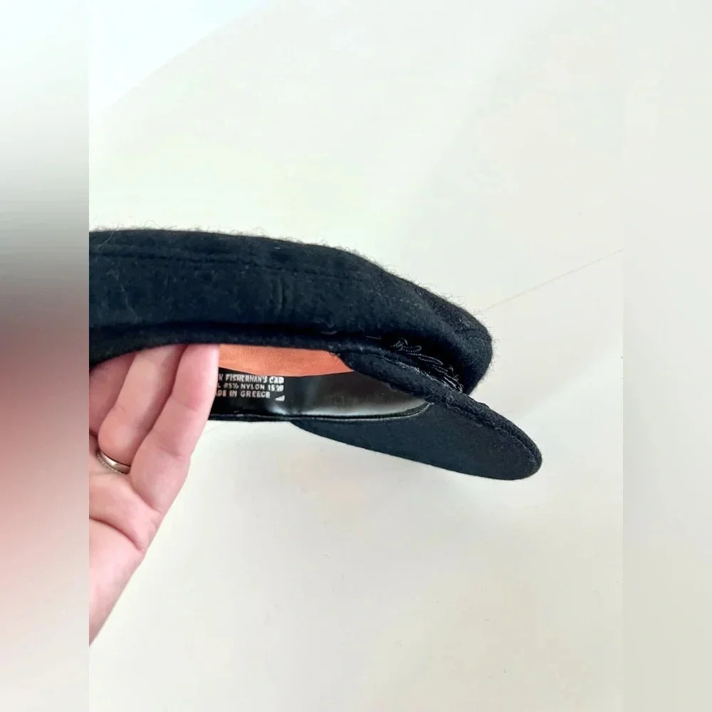 Greek Fisherman Cap Vintage Black Wool Blend‎ Made in Greece Size 7 - Picture 6 of 11